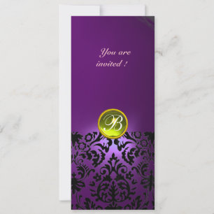 Invitation GEMME DE DAMAS MONOGRAMME jaune violet