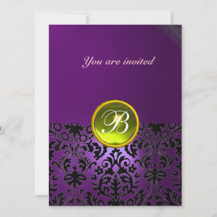 Invitation GEMME DE DAMAS MONOGRAMME violet jaune