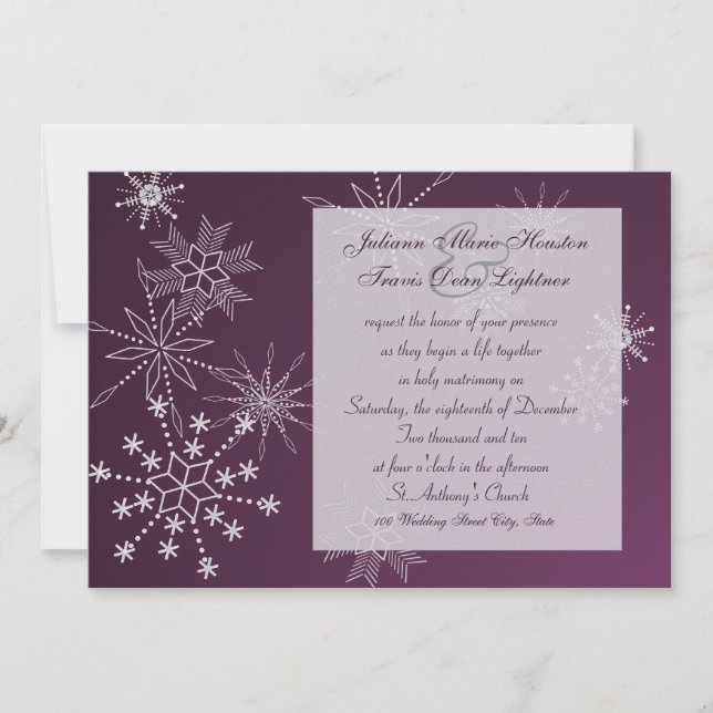Invitation Gemmes/Mariage de flocon de neige (Devant)