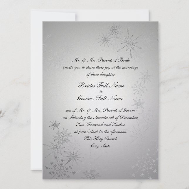 Invitation Gemmes Silver Snowflake (Devant)