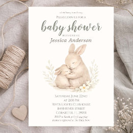 Invitation Gender Neutral Cottagecore Boho Bunny Baby Shower