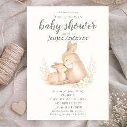 Invitation Gender Neutral Cottagecore Boho Fawn Baby Shower 