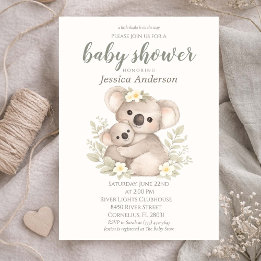 Invitation Gender Neutral Cottagecore Boho Koala Baby Shower 