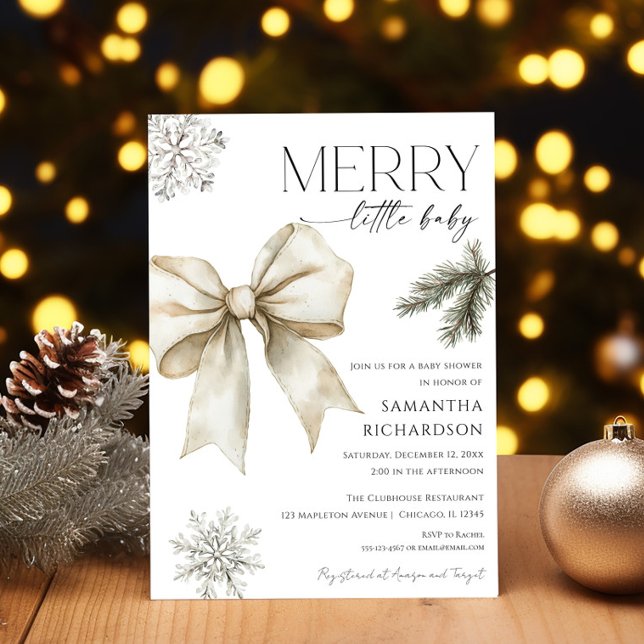 Invitation Gender neutral rustic bow snowflakes baby shower (Créateur téléchargé)