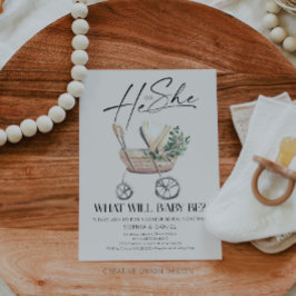 Invitation Gender Reveal Boho Baby Stroller Baby Shower 