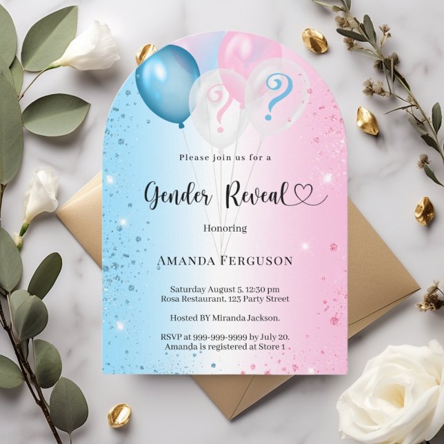 Invitation Gender reveal party pink blue baby boy girl arch (Créateur téléchargé)