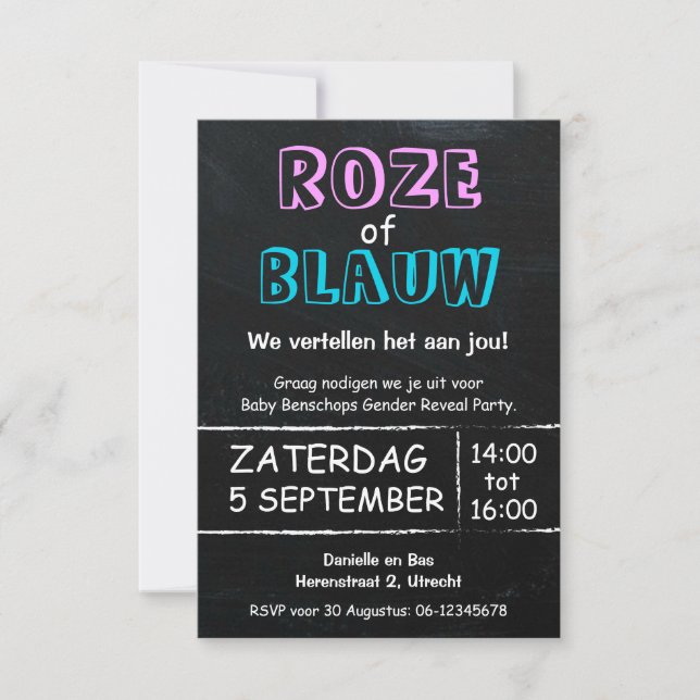 Invitation Gender Reveal Party uitnodiging (Devant)