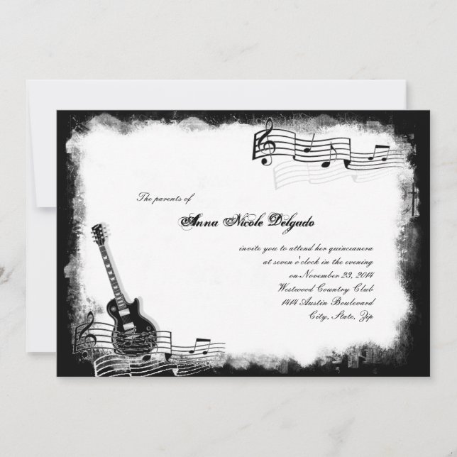 Invitation géniale de Quinceanera de musique de (Devant)