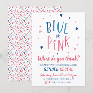 Invitation Genre bleu ou rose révéler l'invitation