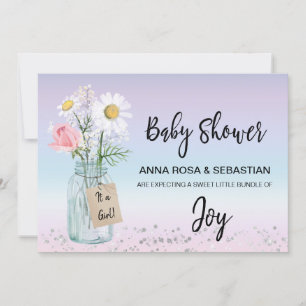 Invitation *~* Genre Mason Jar Floral Rustic Baby shower