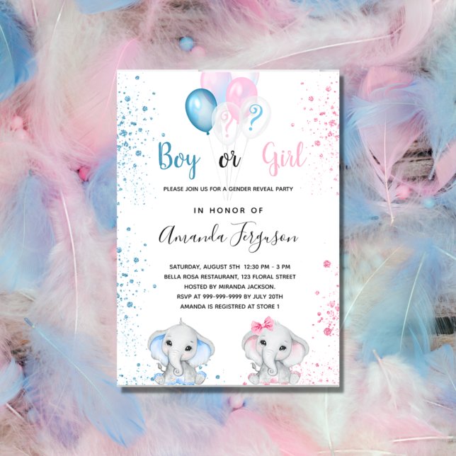 Invitation Genre révéler baby shower bleu rose garçon fille (Créateur téléchargé)