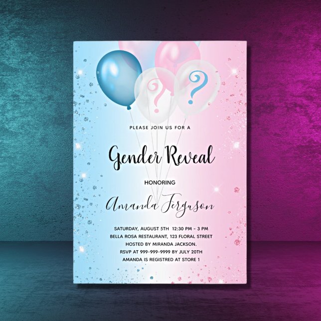 Invitation Genre révéler baby shower rose bleu garçon fille (Créateur téléchargé)