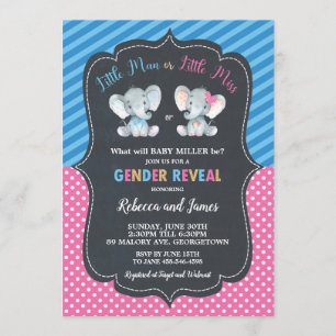 Invitation Genre Révéler Eléphant Petit Homme ou Petite Miss