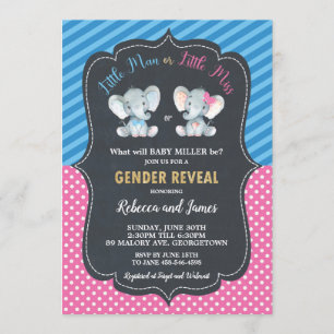 Invitation Genre Révéler Eléphant Petit Homme ou Petite Miss