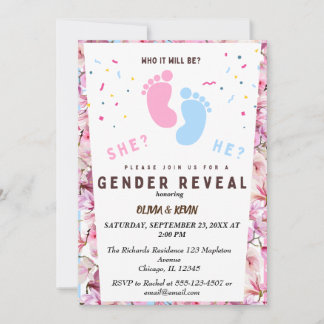 Invitation Genre révéler rose bleu floral