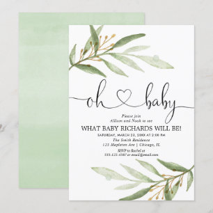 Invitation Genre révéler verdure or vert simple moderne