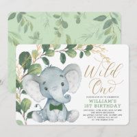 Gentleman Elephant Wild One Green 1er Anniversaire