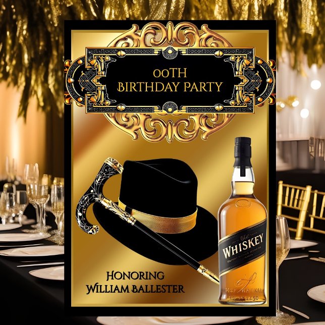 Invitation Gentlemen Casquette Cane Whiskey Gold Black Annive (Créateur téléchargé)