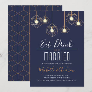 Invitation Geo Lights Mange boire et se marier Mariage de la 