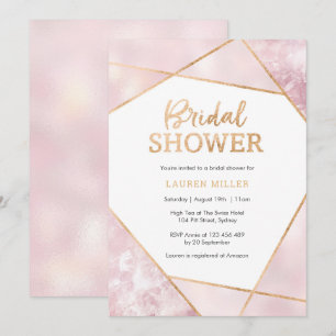 Invitation Geo Pink et Gold Bridal Douche