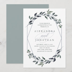 Invitation Geo vert   Mariage argenté