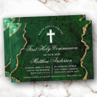 Géode d'âge en marbre vert or Première communion