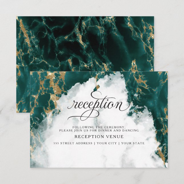 Invitation Géode Turquoise fumée BarefootBride™ (Devant / Derrière)