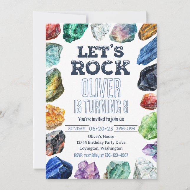 Invitation Géologie Anniversaire Invitation, Gem Mining Invit (Devant)