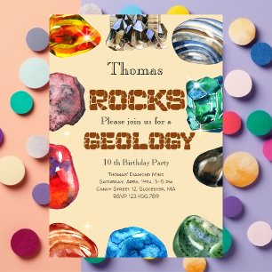 Invitation Géologie fête d'anniversaire roche gemstone