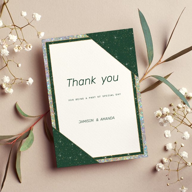 Invitation Geometric dark green gold sparkle Thank You (Geometric dark green gold sparkle Thank You )