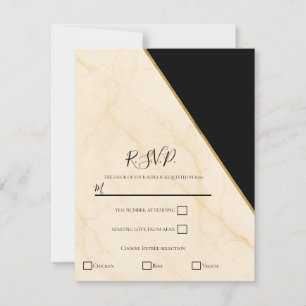 Invitation Géométrie dorée Luxe ivoire et marbre d'or RSVP
