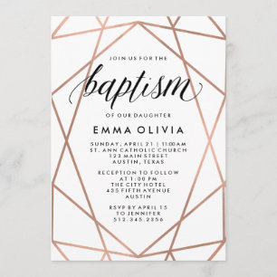 Invitation Géométrie moderne sur Baptême blanc