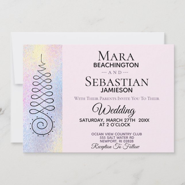 Invitation *~* Géométrie sacrée Lumière Mariage pastel (Devant)