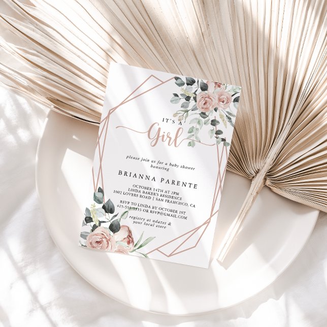 Invitation Géométrique classique rose rose rose rousse C'est  (Créateur téléchargé)