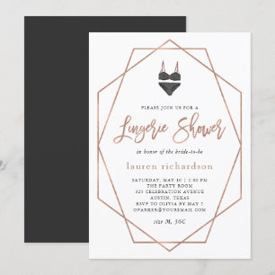 Invitation Géométrique de l'or Rose Faux  Douche Lingerie