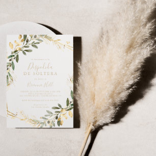 Invitation Géométrique Gold Green Fête des mariées espagnole