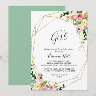 Invitation Géométrique Gold Tropical C'est un Baby shower fém