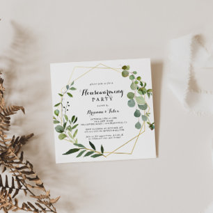 Invitation Géométrique Gold Tropical Green House Party