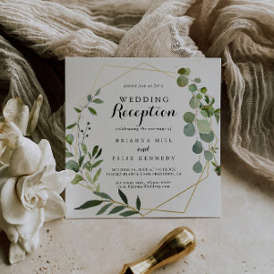 Invitation Géométrique Gold Tropical Green Wedding Réception