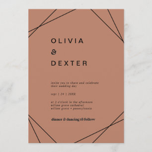 Invitation Géométrique moderne Mariage Décontracté cuivre