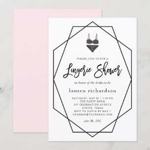 Invitation Géométrique rouge et blanc  Douche Lingerie