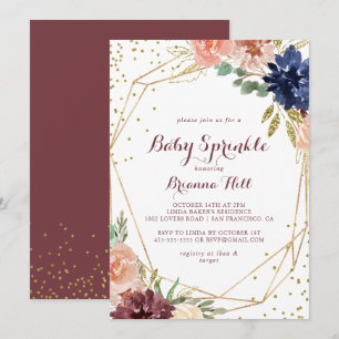 Invitation Géométrique Rustique Gold Calligraphie Bébé Sprink