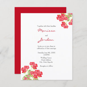 Invitation Geraniums d'aquarelles rouges 2