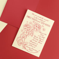 Geraniums rouges sur Mariage beige