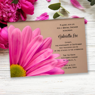 Invitation Gerber Daisy rose sur Fête des mariées Tan