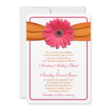 Gerber Rose Daisy Orange Ribbon Mariage arrondi