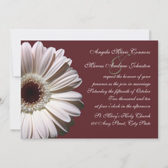 Invitation Gerbera Daisy Mariage (Devant)