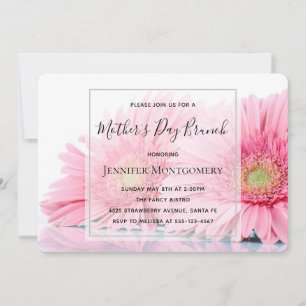 Invitation Gerbera rose pâtisseries Photo Fête des Mères Brun