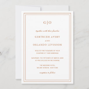 Invitation Gertrude Burnt Orange Classique Mariage Élégant