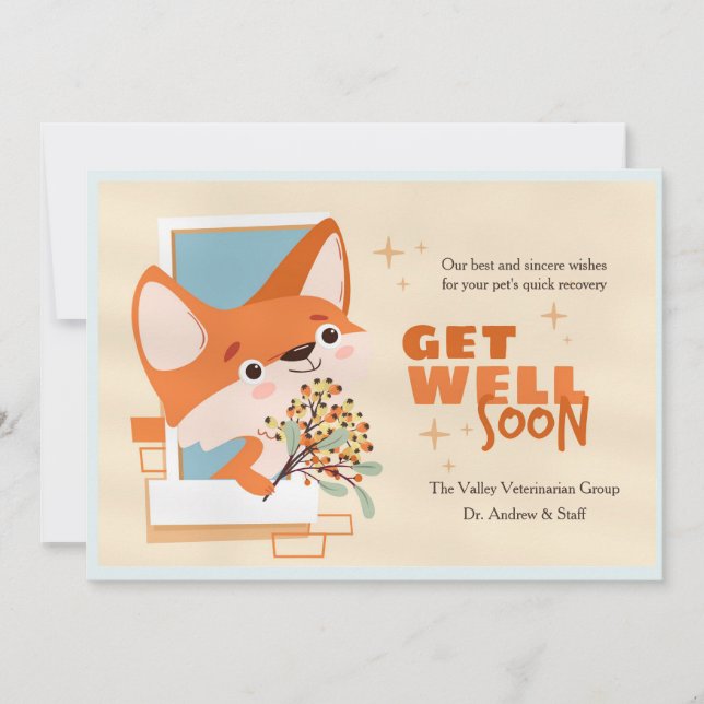 Invitation Get Well Soon Little Fox Card (Devant)